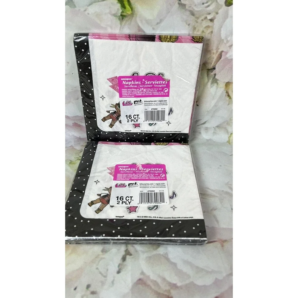 LOL Dolls Birthday Party Napkins Set Of 2 Large 16 COUNT 2 Ply NEW Sealed Pink